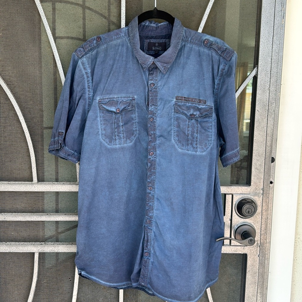 Buffalo David Bitton blue button up shirt